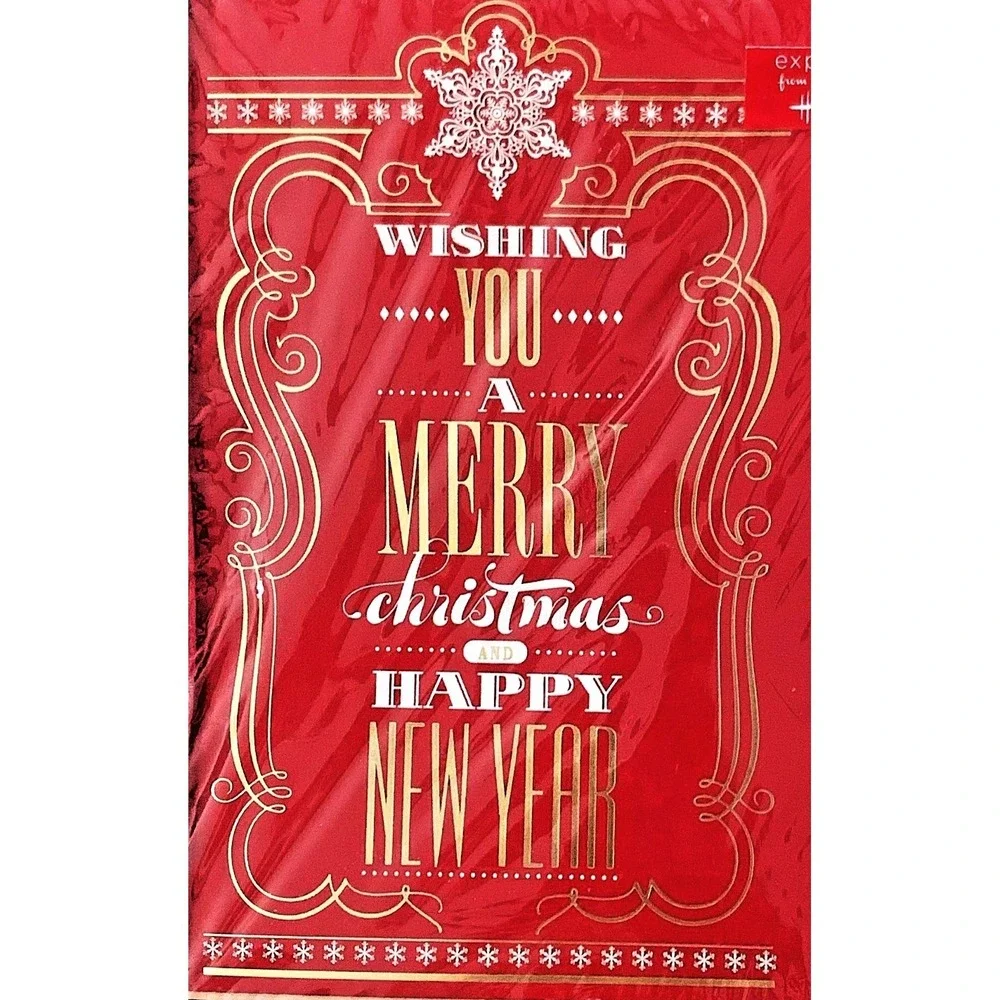 Hallmark 40 ct Merry Christmas Cards Gold Red Old Type Script Seals ENV 5x8 NOS